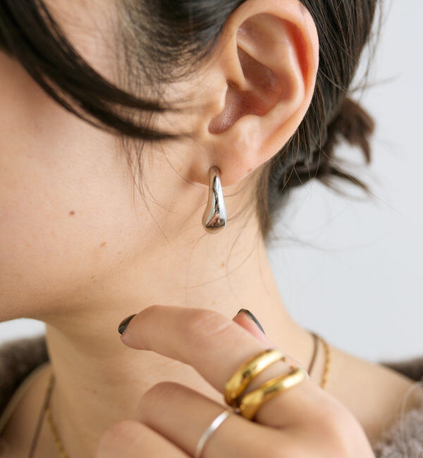  「スレンレス/金アレ対応【R.good(アールドットグッド)】bentフープピアス」|ピアス|