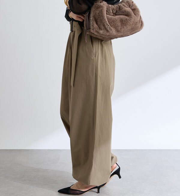  「【こなれ感抜群】ベルテッドワイドパンツ」|チノ|