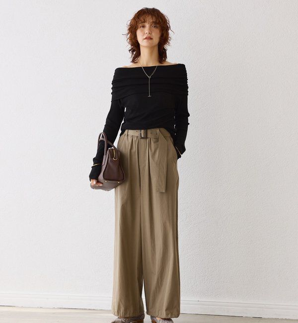  「【こなれ感抜群】ベルテッドワイドパンツ」|チノ|