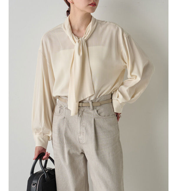  「キュプラボウタイブラウス」|シャツ・ブラウス|アイボリー