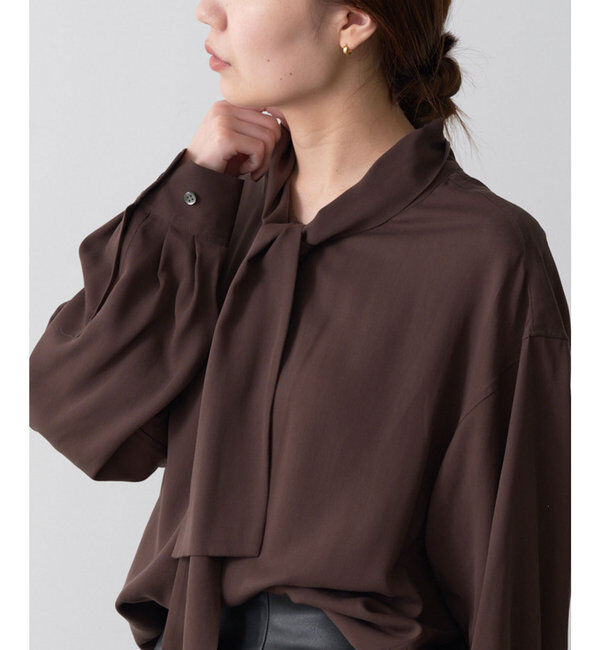  「キュプラボウタイブラウス」|シャツ・ブラウス|ブラウン