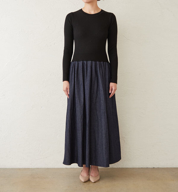  「【HERITANOVUM】デニムコンビワンピース」|ワンピース|