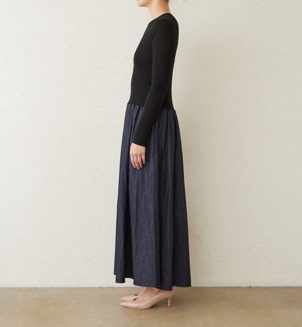  「【HERITANOVUM】デニムコンビワンピース」|ワンピース|