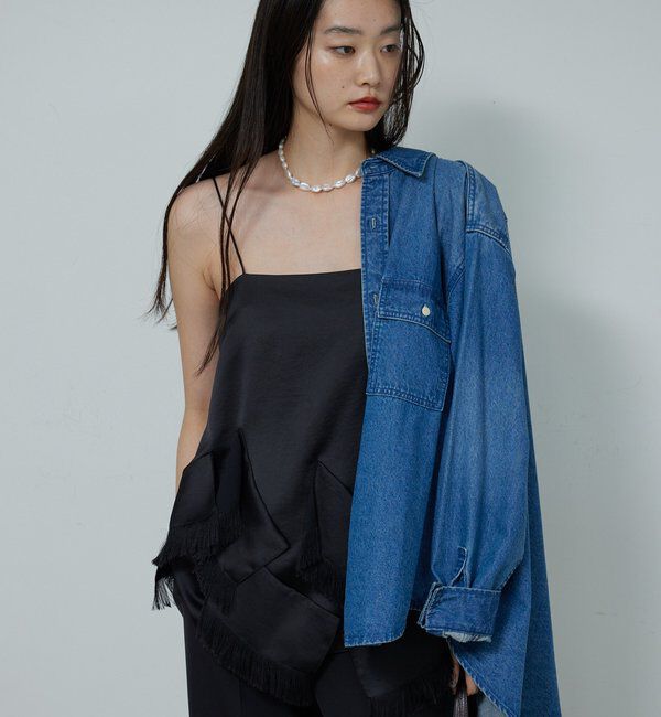  「フリンジサテンキャミ」|シャツ・ブラウス|ブラック