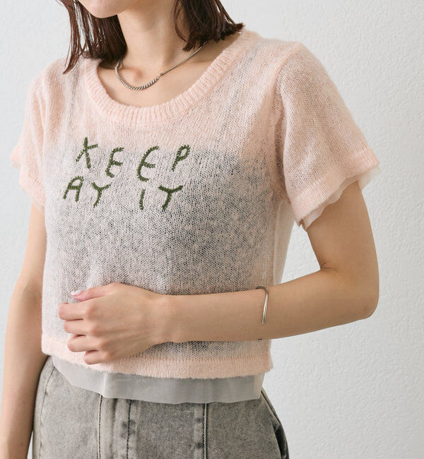  「刺繍チビニット」|ニット・セーター|ピンク