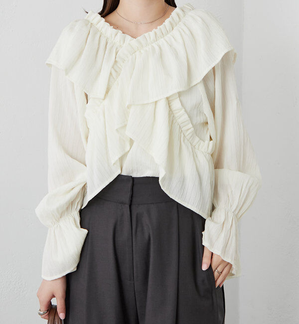  「[mline]オフショルフリルブラウス」|シャツ・ブラウス|アイボリー