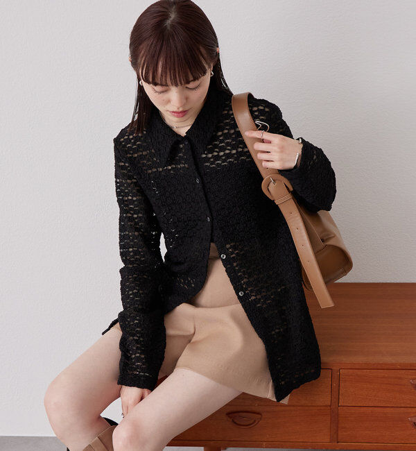  「襟付きレースカーディガン」|Tシャツ・カットソー|
