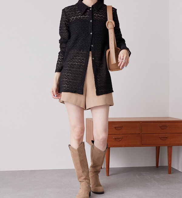  「襟付きレースカーディガン」|Tシャツ・カットソー|