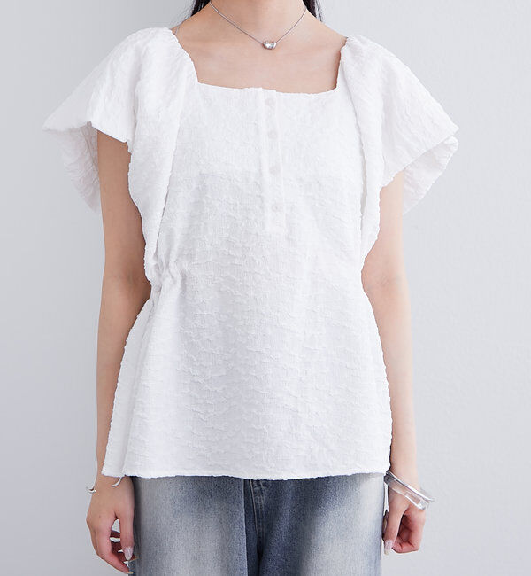  「エンボスパフブラウス」|シャツ・ブラウス|