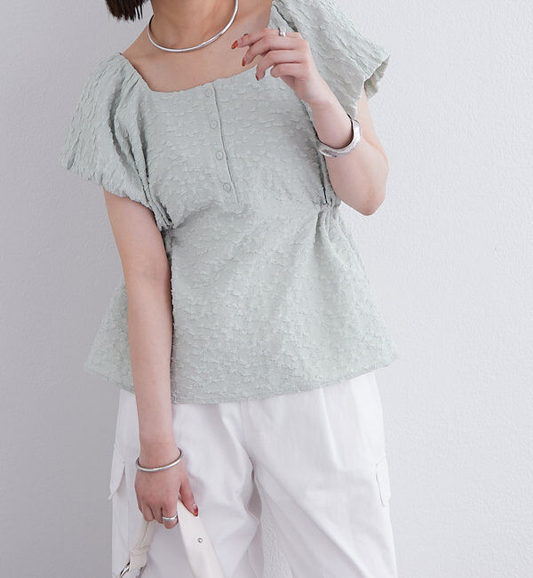  「エンボスパフブラウス」|シャツ・ブラウス|