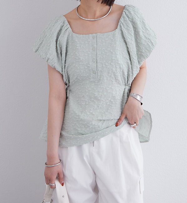  「エンボスパフブラウス」|シャツ・ブラウス|