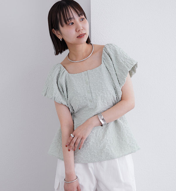  「エンボスパフブラウス」|シャツ・ブラウス|