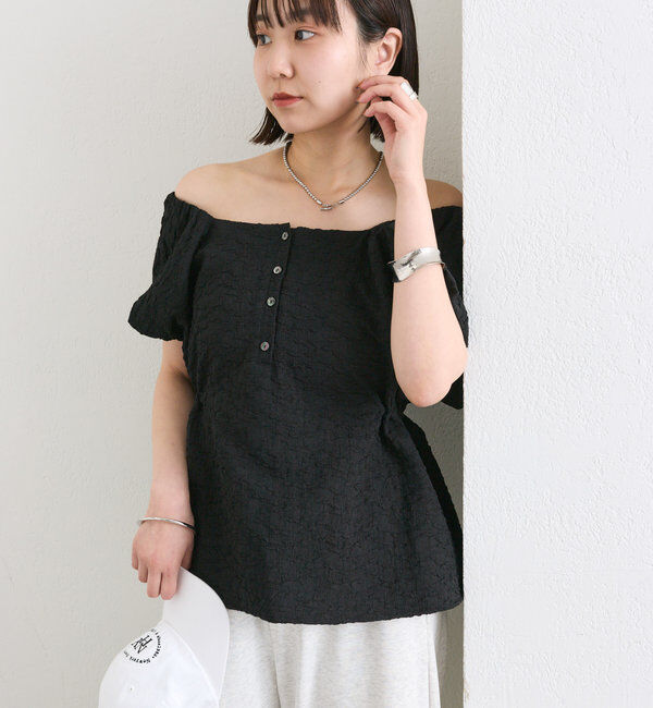  「エンボスパフブラウス」|シャツ・ブラウス|