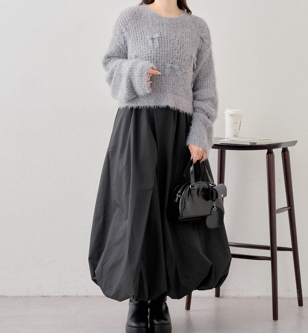  「【新色追加！】シャギーシアーリボンニット」|ニット・セーター|