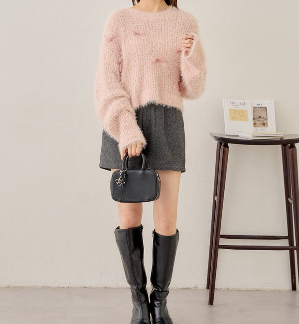  「【新色追加！】シャギーシアーリボンニット」|ニット・セーター|