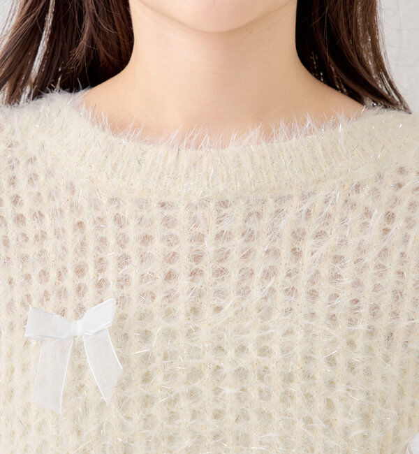  「【新色追加！】シャギーシアーリボンニット」|ニット・セーター|