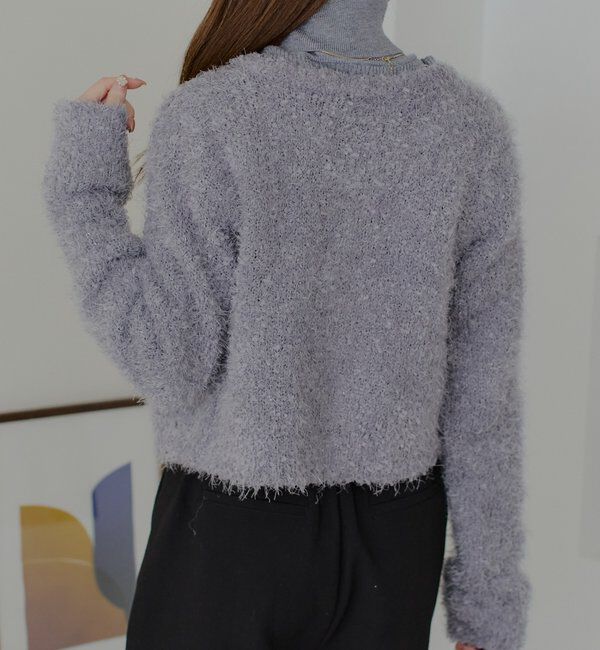  「【セットアップ対応】ラメシャギー金釦コンパクト長袖カーディガン」|カーディガン|