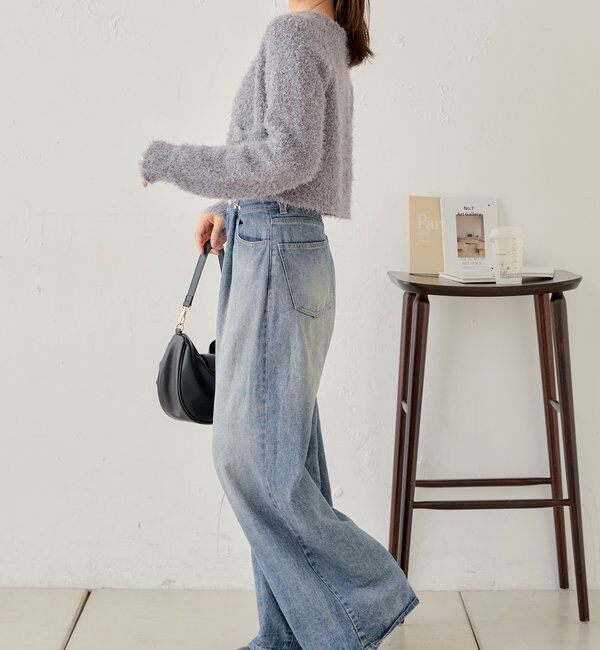  「【セットアップ対応】ラメシャギー金釦コンパクト長袖カーディガン」|カーディガン|