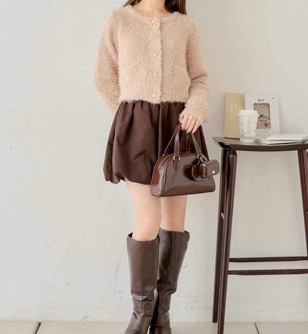  「【セットアップ対応】ラメシャギー金釦コンパクト長袖カーディガン」|カーディガン|