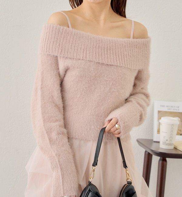  「【セットアイテム】オフショルニットセットチュールワンピース」|ワンピース|