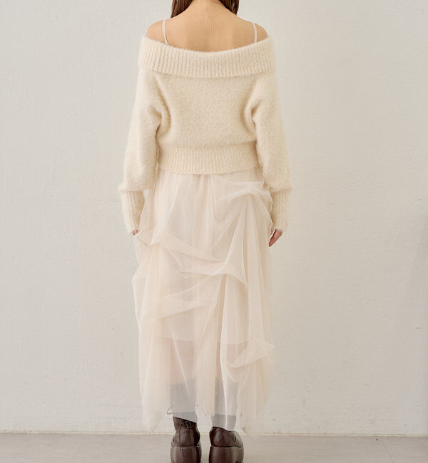  「【セットアイテム】オフショルニットセットチュールワンピース」|ワンピース|