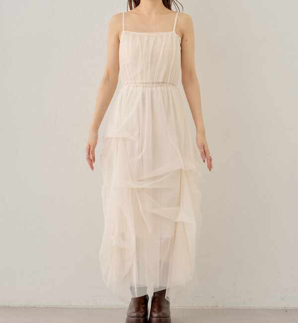  「【セットアイテム】オフショルニットセットチュールワンピース」|ワンピース|