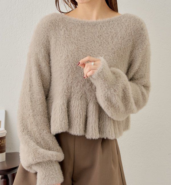  「【2WAY】シャギーペプラムVニット」|パーカー|