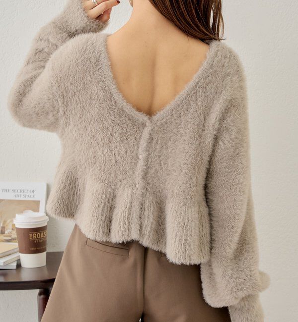  「【2WAY】シャギーペプラムVニット」|パーカー|