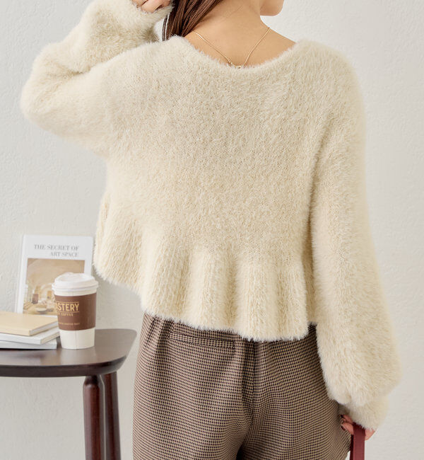  「【2WAY】シャギーペプラムVニット」|パーカー|