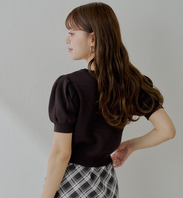  「5分袖ジャガードパフニット」|ニット・セーター|