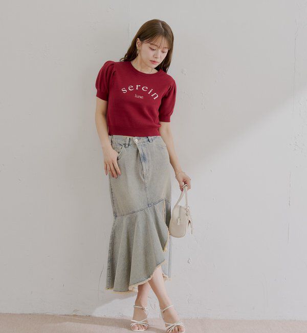  「5分袖ジャガードパフニット」|ニット・セーター|