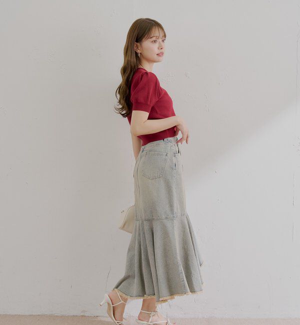  「5分袖ジャガードパフニット」|ニット・セーター|