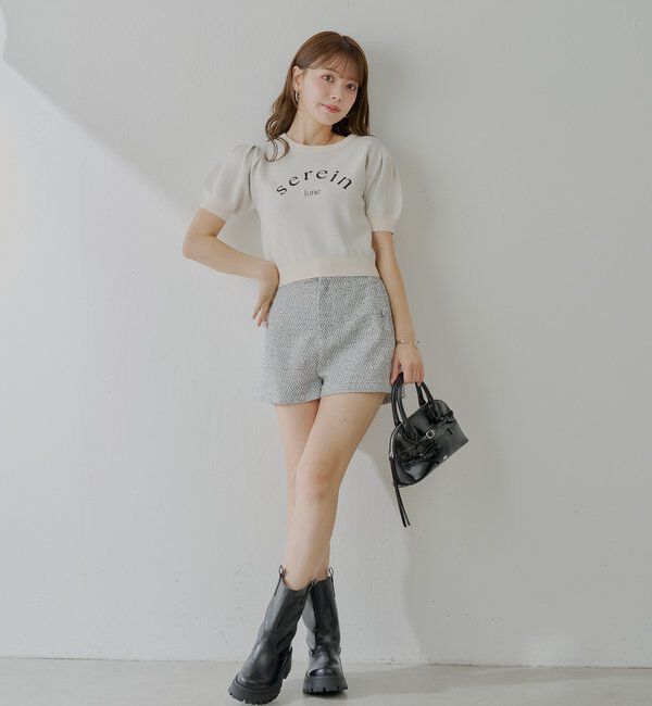  「5分袖ジャガードパフニット」|ニット・セーター|