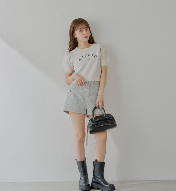  「5分袖ジャガードパフニット」|ニット・セーター|