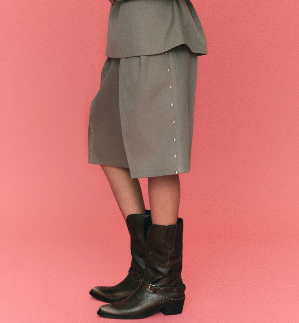  「【HiNT/ヒント】スタッズタックハーフスラックス」|その他|グレー