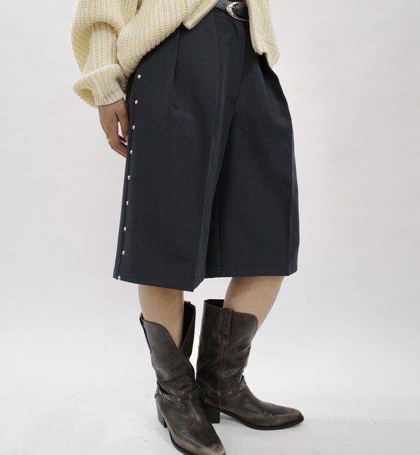  「【HiNT/ヒント】スタッズタックハーフスラックス」|その他|チャコールグレー