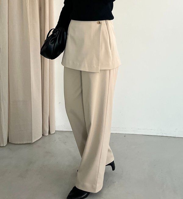  「【低身長サイズあり】ミニレイヤードパンツ」|チノ|ベージュ