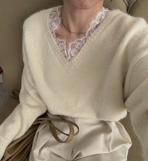  「レーストリミングニット」|ニット・セーター|