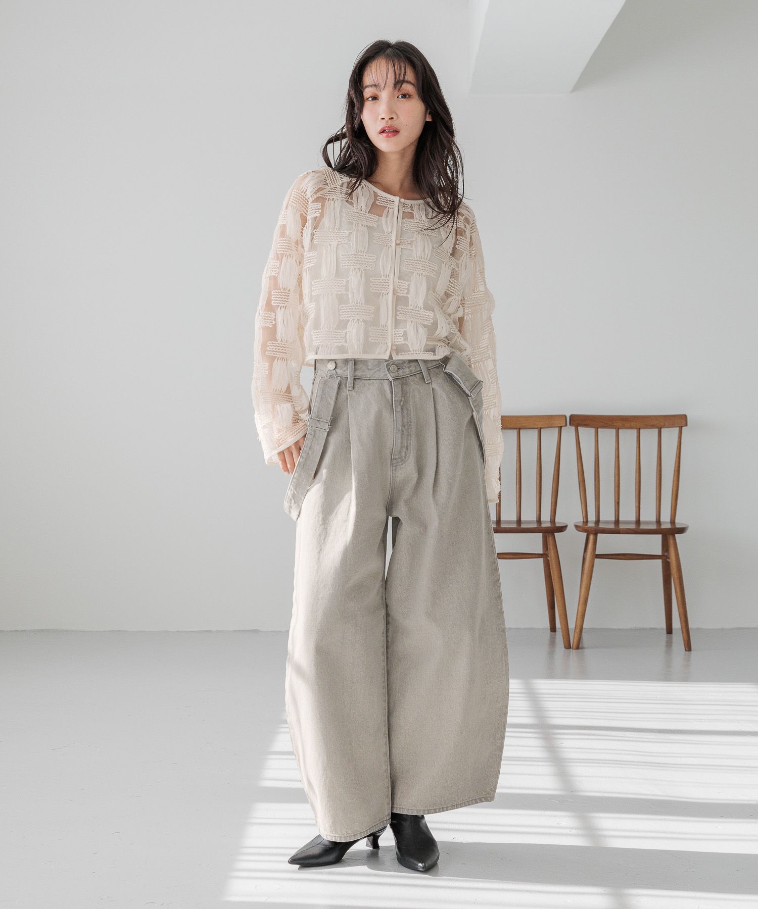 LOWRYS FARM「ＣＯＮＥサスツキカーブデニム」|デニム|