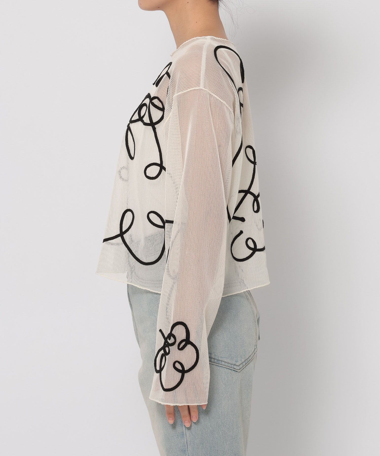 LOWRYS FARM「【前後着用可能】エンブロイダリープルオーバーＬＳ」|Tシャツ・カットソー|