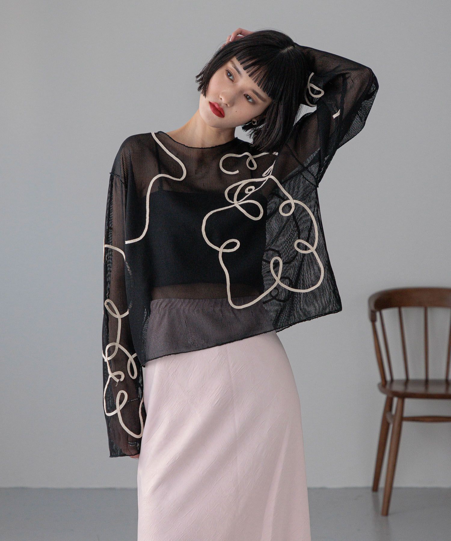 LOWRYS FARM「【前後着用可能】エンブロイダリープルオーバーＬＳ」|Tシャツ・カットソー|