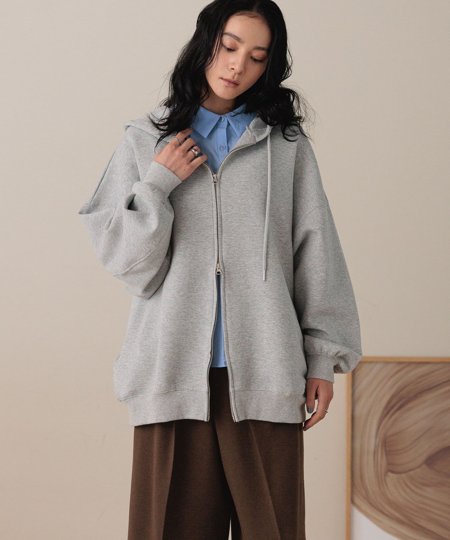 LOWRYS FARM「ＢＩＧＺＩＰフーディ」|Tシャツ・カットソー|GRY2