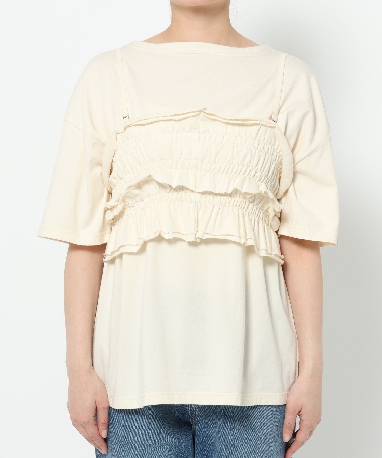 LOWRYS FARM「【セットアイテム】フリルビスチェセットＴＥＥ」|Tシャツ・カットソー|