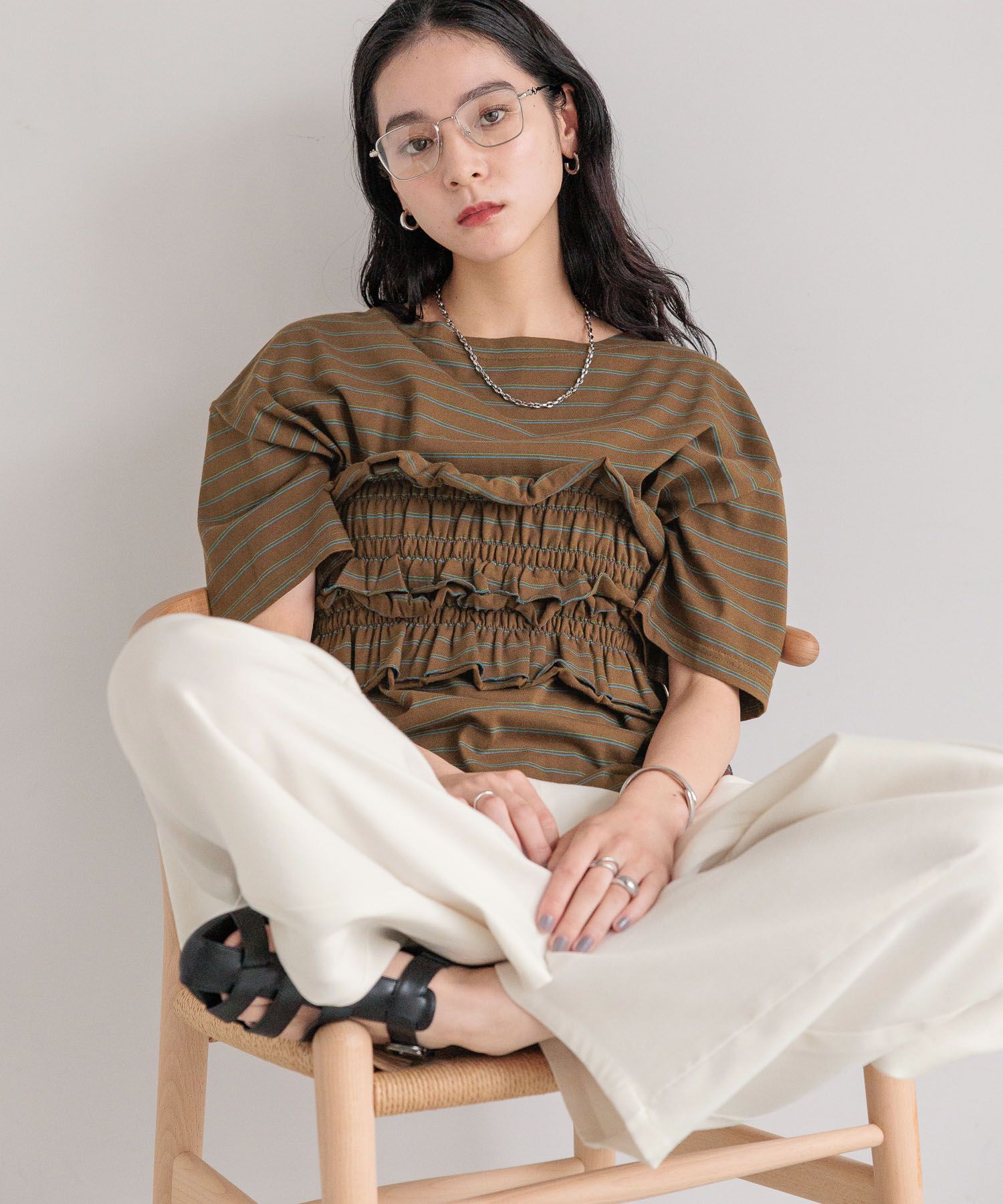 LOWRYS FARM「【セットアイテム】フリルビスチェセットＴＥＥ」|Tシャツ・カットソー|