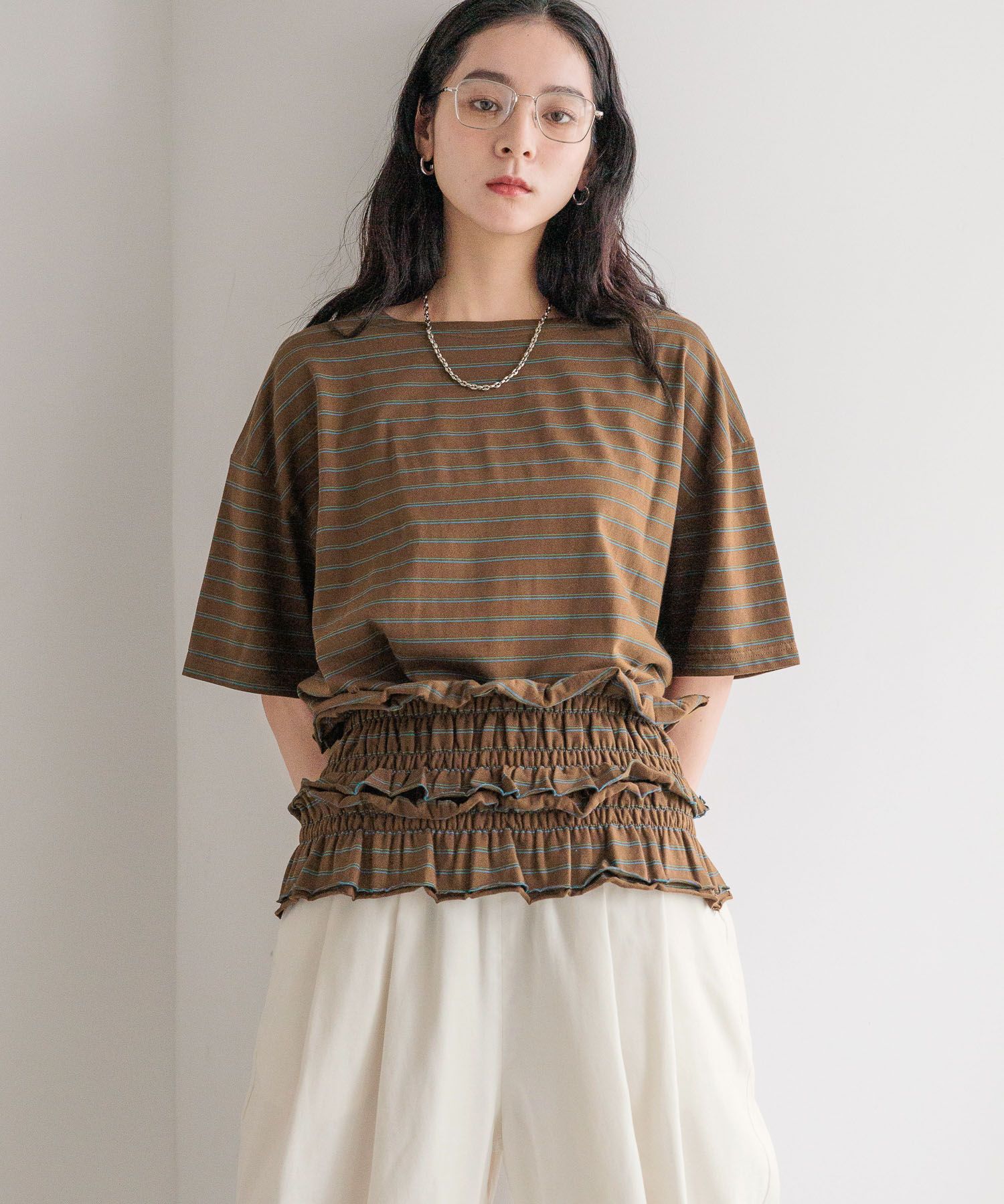 LOWRYS FARM「【セットアイテム】フリルビスチェセットＴＥＥ」|Tシャツ・カットソー|