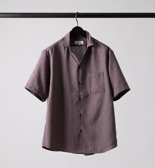 ABAHOUSE「リネンライク Vネック 半袖 シャツ」|シャツ・ブラウス|スモークピンク