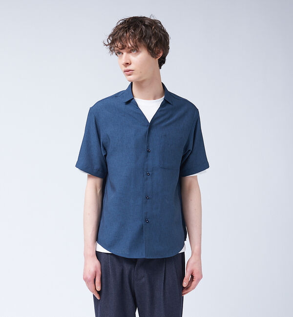 ABAHOUSE「リネンライク Vネック 半袖 シャツ」|シャツ・ブラウス|