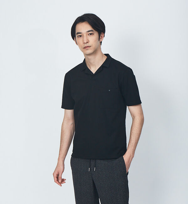 ABAHOUSE「ALBINI オープンカラー ポロシャツ」|ポロシャツ|ブラック