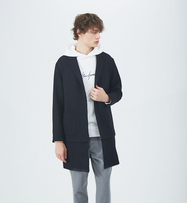 ABAHOUSE「ツイル ストレッチ 2WAY ショップコート」|テーラードジャケット|ブラック
