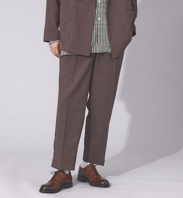 ABAHOUSE「【セットアップ対応】ライトウェイト ワンタック イージー ワイドパンツ」|その他|ブラウン